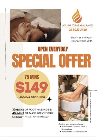 Special Offer at Nahm Thai Massage Newtown Sydney